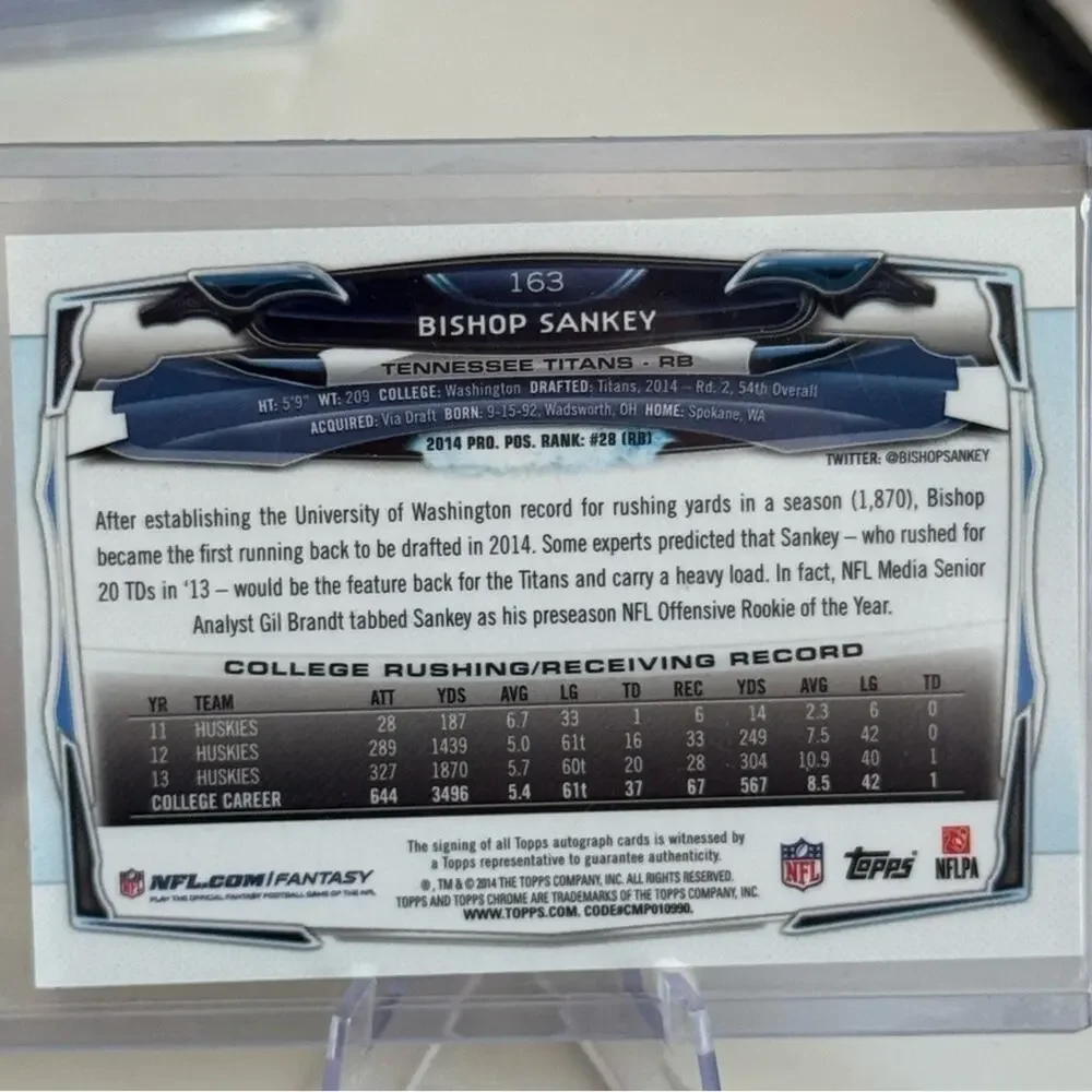 2014 Bishop Stanley AUTOGRAPH on card auto Topps Chrome. Mint condition - Picture 2 of 2